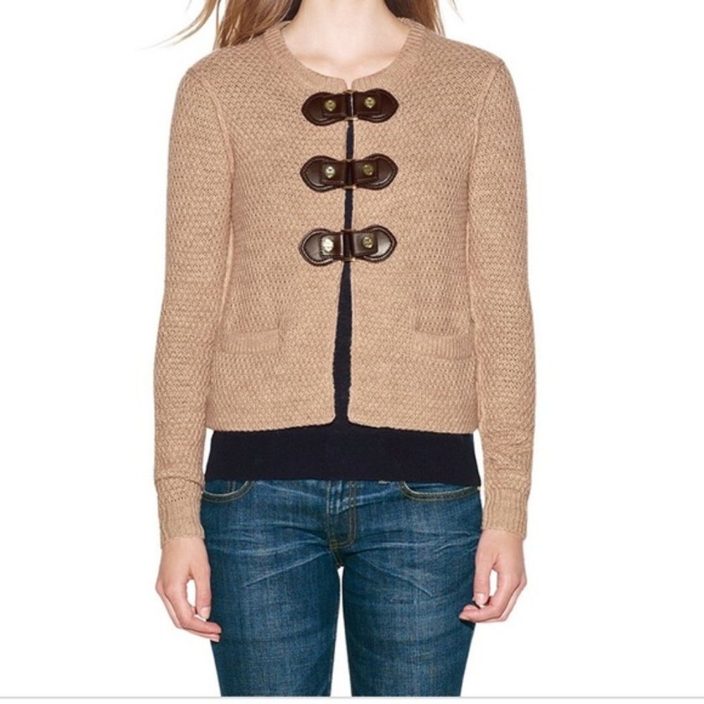 Tory Burch Brown & Beige Ross Wool Alpaca Cardigan